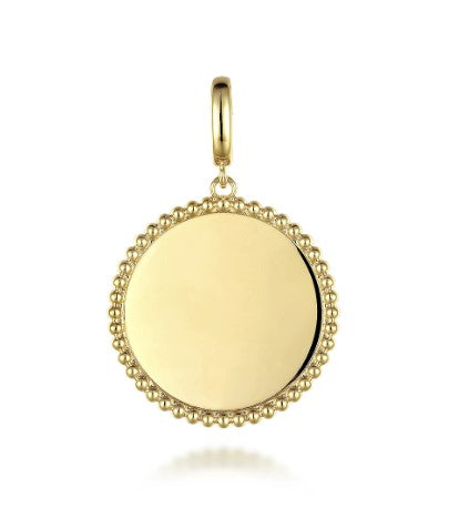 14K Yellow Gold Round Personalized Medallion Pendant