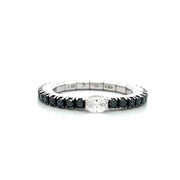 EXTENSIBLE 18K White Gold Stretchable Black and White Diamond Ring