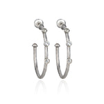 Load image into Gallery viewer, Silver White Sapphire Hoop Earrings
