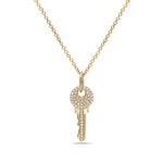 Load image into Gallery viewer, 14K Yellow Gold Pave Diamond Key Pendant