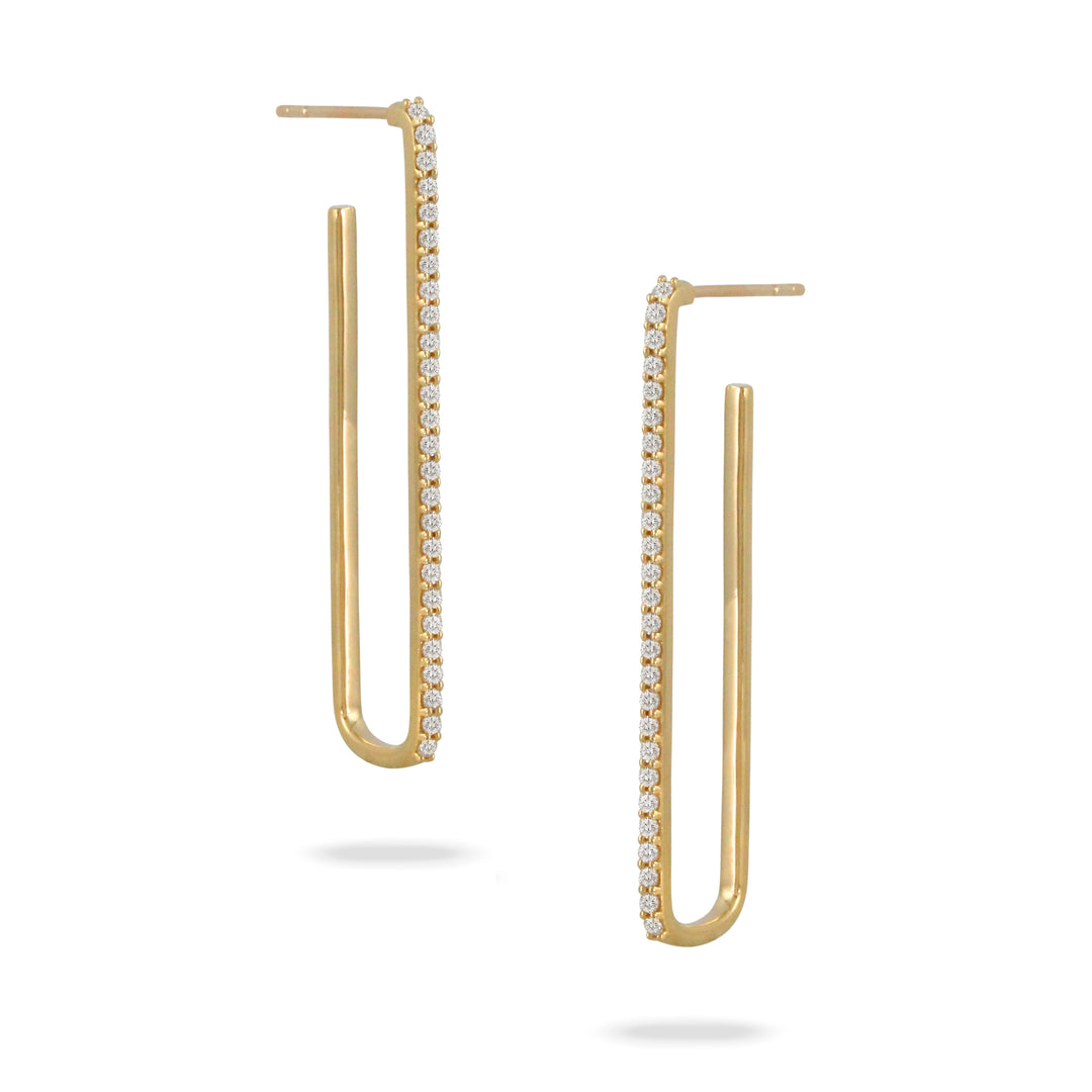 Elongated Diamond Hoop Earrings