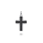 Load image into Gallery viewer, Men's Sterling Silver Black Spinel Cross Pendant