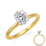 Load image into Gallery viewer, 14K Yellow and White Gold Oval Solitaire Engagement Ring
