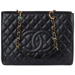 Load image into Gallery viewer, Pre-Owned CHANEL Black Quilted Caviar Grand Shopping Tote GST XL
