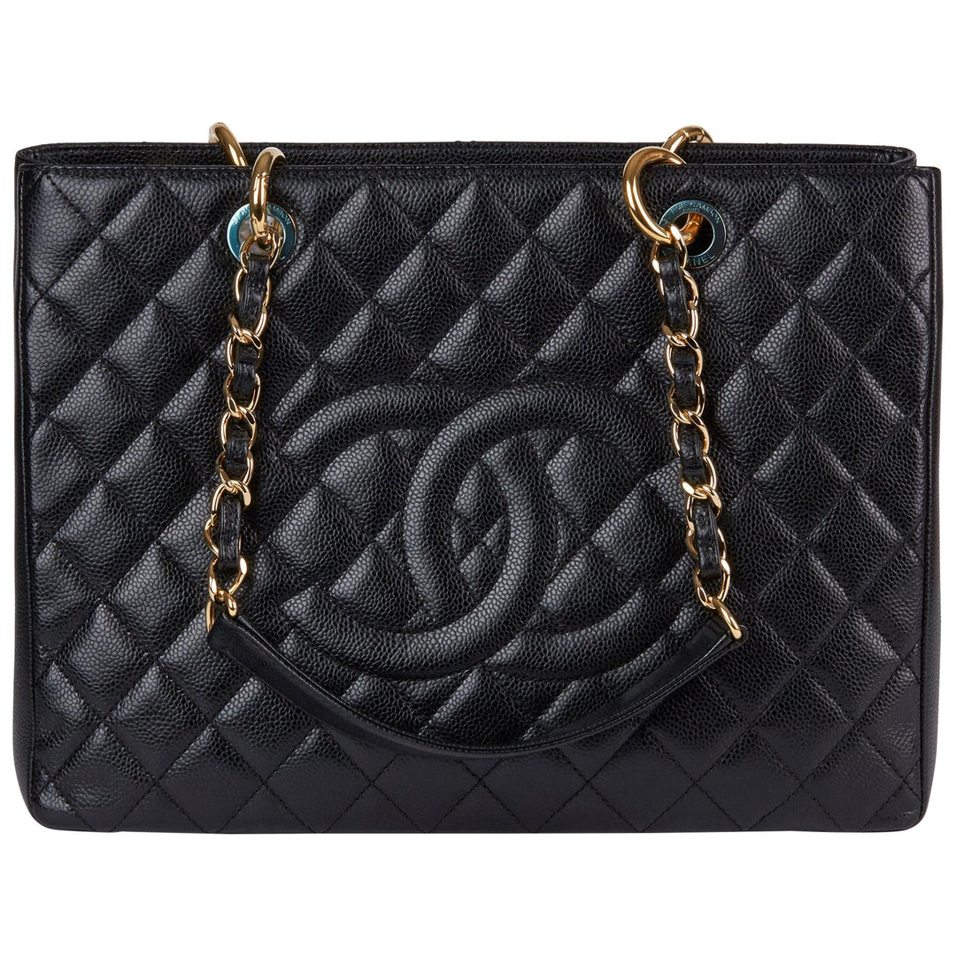 Pre-Owned CHANEL Black Quilted Caviar Grand Shopping Tote GST XL
