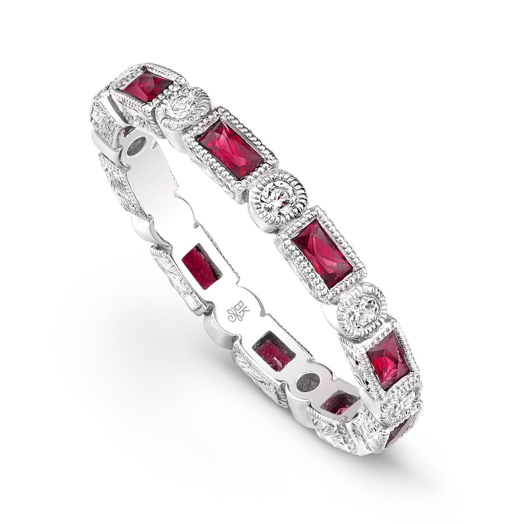 BEVERLY K 18K White Gold Ruby and Diamond Eternity Band