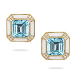 Load image into Gallery viewer, Blue Topaz and White Agate Earrings
