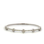 Load image into Gallery viewer, 14K White Gold Diamond Clover Station Bracelet