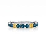 Load image into Gallery viewer, SLOANE STREET Sterling Silver and 18K Yellow Gold London Blue Topaz Station Ring