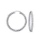 Load image into Gallery viewer, A.LINK 18K White Gold Diamond Inside / Outside Hoop Earrings 3.12cttw