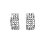 Load image into Gallery viewer, 18K White Gold 5-Row Diamond Medium Hoop Earrings