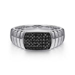Load image into Gallery viewer, Men's Sterling Silver Black Spinel Signet-Style Ring