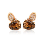 Load image into Gallery viewer, VIANNA 18K Rose Gold Smokey Quartz and Diamond Earrings- SALE