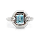Load image into Gallery viewer, 18K White Gold Aqaumarine and Diamond Ring - ESTATE