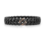 Load image into Gallery viewer, DEMEGLIO Men's Groumette Black Ceramic Stretch Bracelet With 18K Gold Link And Black Diamonds