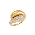Load image into Gallery viewer, 18K Yellow Gold Pave Diamond Bypass Fashion Ring