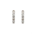 Load image into Gallery viewer, 14K White Gold Small Diamond Huggie Hoop Earrings