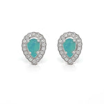Load image into Gallery viewer, 14K White Gold Pear Opal Diamond Halo Earrings