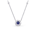 Load image into Gallery viewer, 14K White Gold Sapphire & Diamond Necklace