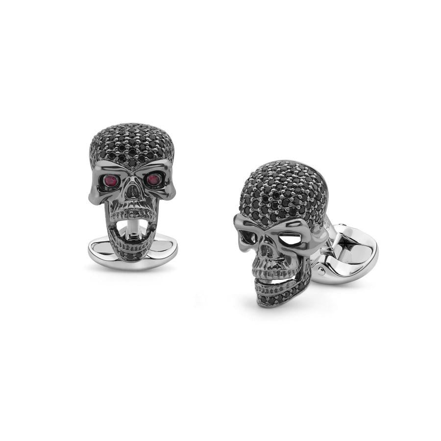 DEAKIN & FRANCIS Black Spinel Skull Cufflinks
