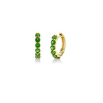 Load image into Gallery viewer, SLOANE STREET 18K Yellow Gold 12mm Tsavorite Huggie Earrings