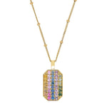 Load image into Gallery viewer, SETHI COUTURE 18K Yellow Gold P.S. Pavé Rainbow Sapphire Large ID Tag Charm