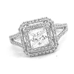 Load image into Gallery viewer, 18K White Gold Princess Diamond Double Halo Engagement Ring