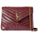 Load image into Gallery viewer, Pre-Owned YSL Calfskin Y Quilted Monogram Medium Loulou Chain Satchel Rouge Legion
