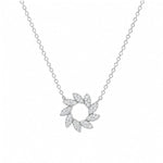 Load image into Gallery viewer, 14K White Gold Open Diamond Fanned Leaf Circle Necklace