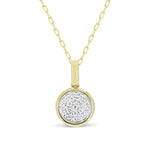 Load image into Gallery viewer, 14K Yellow Gold Round Framed Pave Diamond Necklace