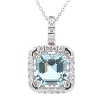 Load image into Gallery viewer, Aquamarine and Diamond Halo Pendant