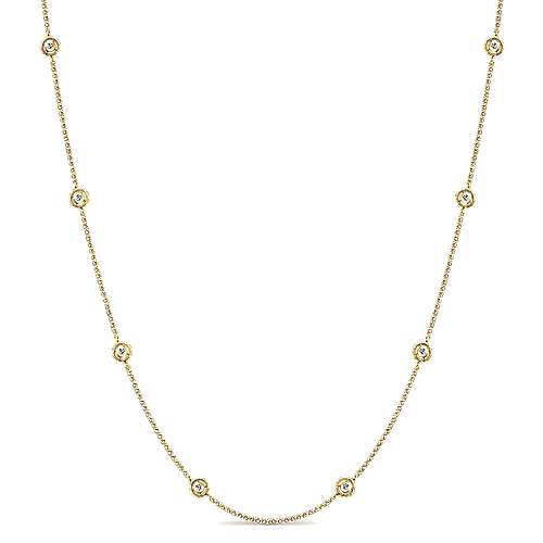 14K Yellow Gold Diamond Station Necklace