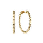 Load image into Gallery viewer, 14K Yellow Gold Beaded Hoop Earrings