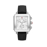 Load image into Gallery viewer, MICHELE Deco Sport Chronograph Stainless Steel Black Silicone Watch