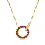 Load image into Gallery viewer, 14K Yellow Gold Ruby and Diamond Necklace