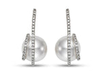 Load image into Gallery viewer, MASTOLONI 18K White Gold Pearl Ribbon Wrap Earrings