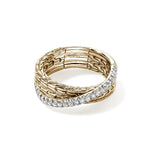 Load image into Gallery viewer, JOHN HARDY Essential 14K Yellow Gold Diamond Pavé Crossover Ring 7mm