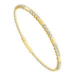 Load image into Gallery viewer, 14K Yellow Gold Flexible Diamond Station Bangle