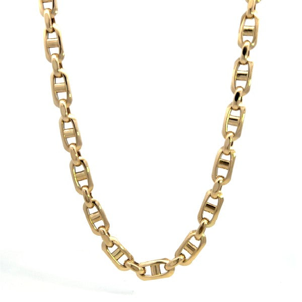 14K Yellow Gold Semi-Solid Anchor Chain Necklace 18"