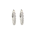 Load image into Gallery viewer, 14K White Gold Small Oval Inside/Out Diamond Hoop Earrings 1.54cttw