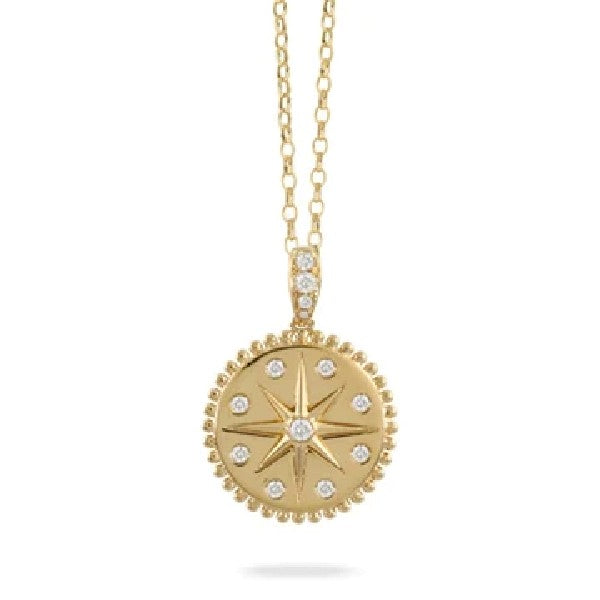 18K Yellow Gold Diamond Medallion Pendant