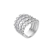 CASATO 18K White Gold 4-Waves Boule Diamond Ring