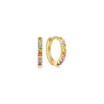 Load image into Gallery viewer, 14K Yellow Gold Rainbow Huggie Hoop Earrings