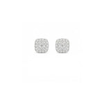 Load image into Gallery viewer, 14K White Gold Pave Diamond Button Cushion Earrings