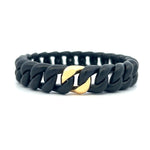 Load image into Gallery viewer, DEMEGLIO Groumette Stretchable Black Curb Link Bracelet with 18K Yellow Gold Link