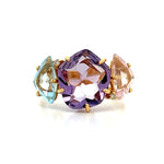 Load image into Gallery viewer, VIANNA 18K Yellow Gold Blue Topaz, Rose Quartz, Amethyst Ring - SALE