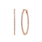 Load image into Gallery viewer, SETHI COUTURE 18K Rose Gold Simple Elegance White Diamond Medium Hoop Earrings