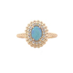 Load image into Gallery viewer, 14K Yellow Gold Opal and Diamond Halo Ring