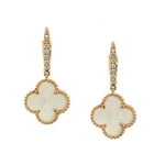 Load image into Gallery viewer, 14K Yellow Gold Clover Mother Of Pear and Diamond Earrings