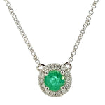 Load image into Gallery viewer, 14K White Gold Emerald and Diamond Pendant Necklace